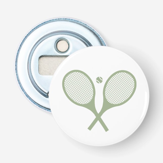 Minimalist Sage Green Tennis Racquets Ball    Bottle Opener (Front)
