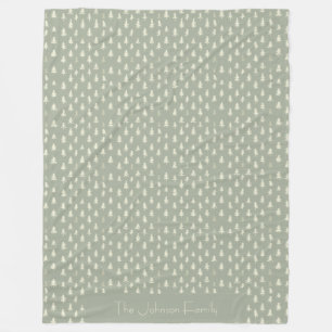 Minimalist Sage Green Tree Name Fleece Blanket