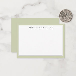 Minimalist Sage Green Two Border Name Note Card