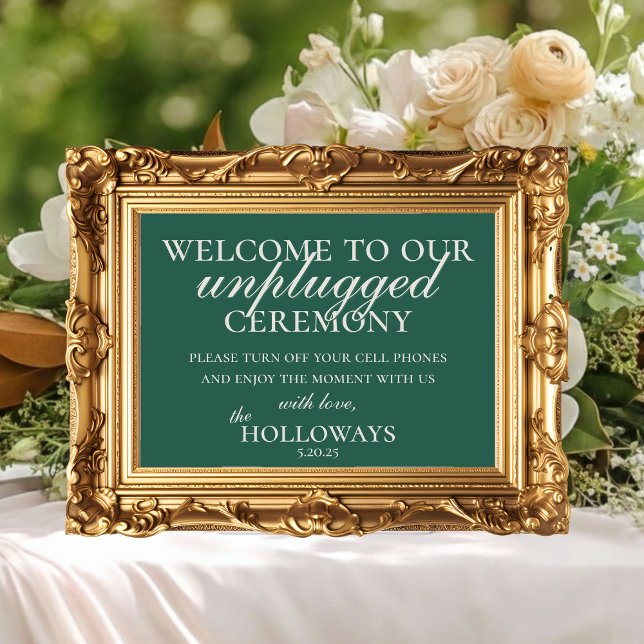 Minimalist Sage Green Unplugged Wedding Ceremony Poster (Minimalist Sage Green Unplugged Wedding Ceremony Poster)