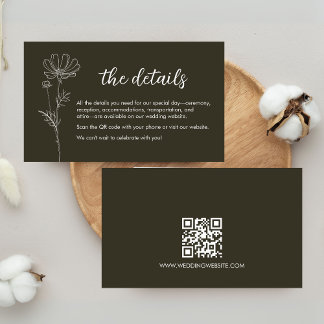 Minimalist Sage Green Wedding Details Enclosure Card