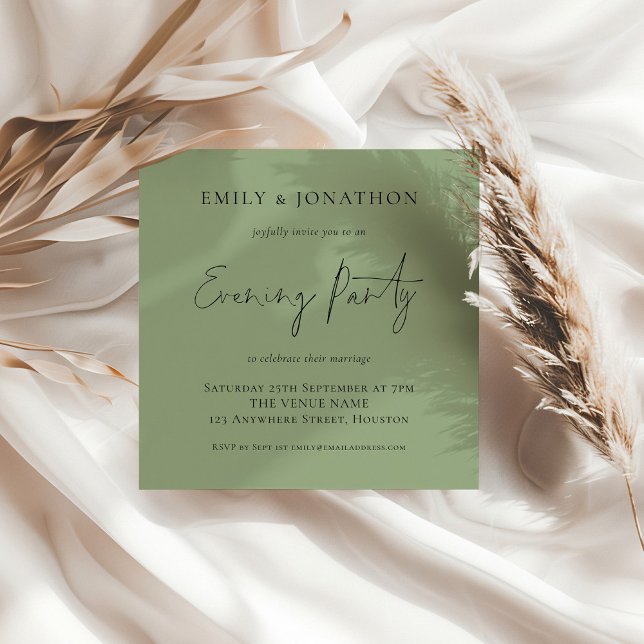 Minimalist Sage Green Wedding Evening Party Invite (Creator Uploaded)