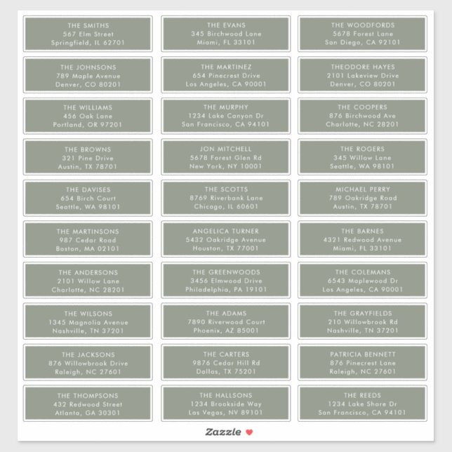 Minimalist Sage Green Wedding Guest Address Labels (Sheet)