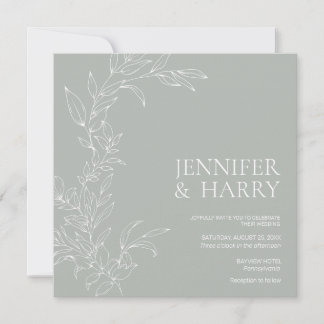Minimalist Sage Green Wedding Invitation