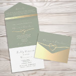 Minimalist Sage Green Wedding Invitation<br><div class="desc">This elegant sage green all-in-one wedding invitation features a romantic gold rope heart,  minimalist fonts,  and a tear-off RSVP card. Perfect for couples seeking a simple,  cohesive,  and modern design. Personalise with your wedding website,  meal options,  and more. Matching suite available for a fully coordinated event.</div>