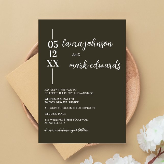 Minimalist Sage Green Wedding Invitation (Sage Green Minimalist Wedding Invitation)