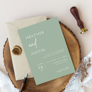 Minimalist Sage Green Wedding Invitations