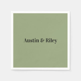 Minimalist Sage Green Wedding Napkins