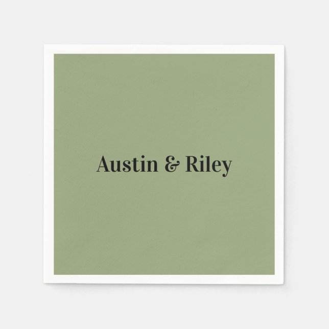 Minimalist Sage Green Wedding Napkins (Front)