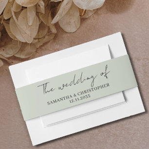 Minimalist Sage Green Wedding of Invitation Belly Band