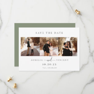 Minimalist Sage Green Wedding Photo Save The Date