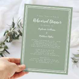 Minimalist Sage Green Wedding Rehearsal Dinner Invitation