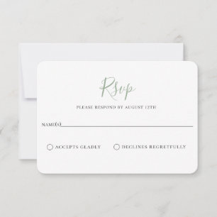 Minimalist Sage Green Wedding RSVP Card