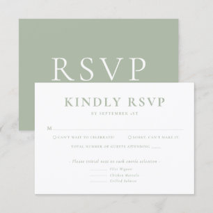 Minimalist Sage Green Wedding RSVP Card
