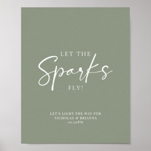 Minimalist Sage Green Wedding Sparkler Send Off Poster
