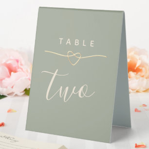 Minimalist Sage Green Wedding Table Number