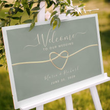 Minimalist Sage Green Wedding Welcome Sign