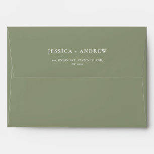 Minimalist Sage Green & White Simple Wedding Envelope