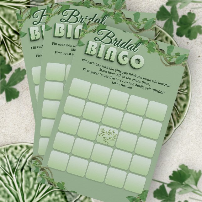 Minimalist Sage Greenery Bridal Shower Bingo Game  (Creator Uploaded)