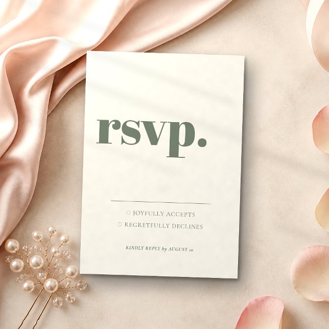 Minimalist Sage Greenery Simple Kindly Reply RSVP Card (Creator Uploaded)