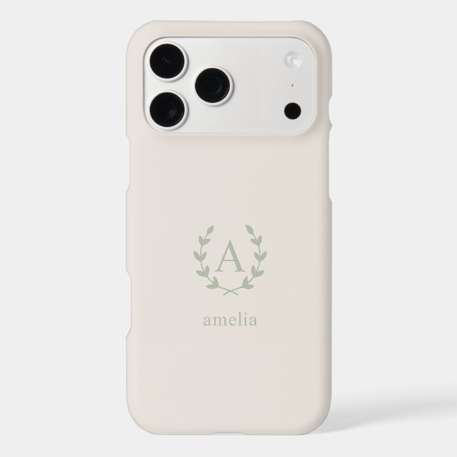 Minimalist Sage Initial Name Laurel Monogram (Back)