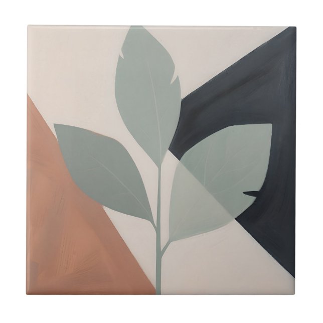 Minimalist Sage Leaf Abstract Tile (Front)