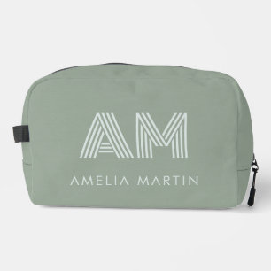 Minimalist Sage Matcha Green Monogram Dopp Kit