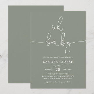 Minimalist Sage Modern Baby Shower Invitation