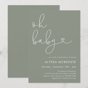 Minimalist Sage Modern Baby Shower Invitation