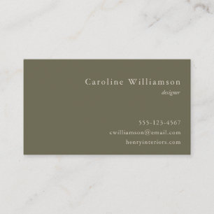 Minimalist Sage Olive Green Elegant Professional Business Card
