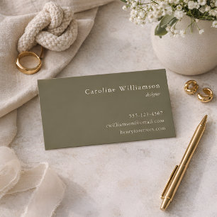 Minimalist Sage Olive Green Elegant Professional  Business Card