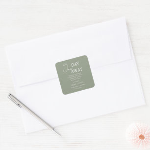 Minimalist Sage One Day Away Wedding Thank You Square Sticker