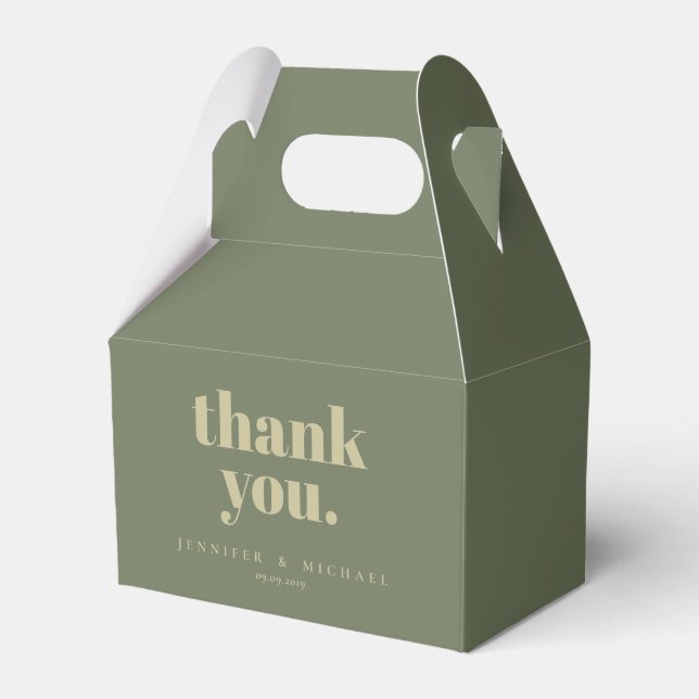 Minimalist Sage Signature Thank you Favour Box (Front Side)