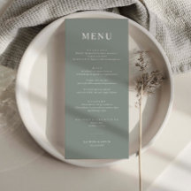 Minimalist Sage Simple Wedding Menu Card