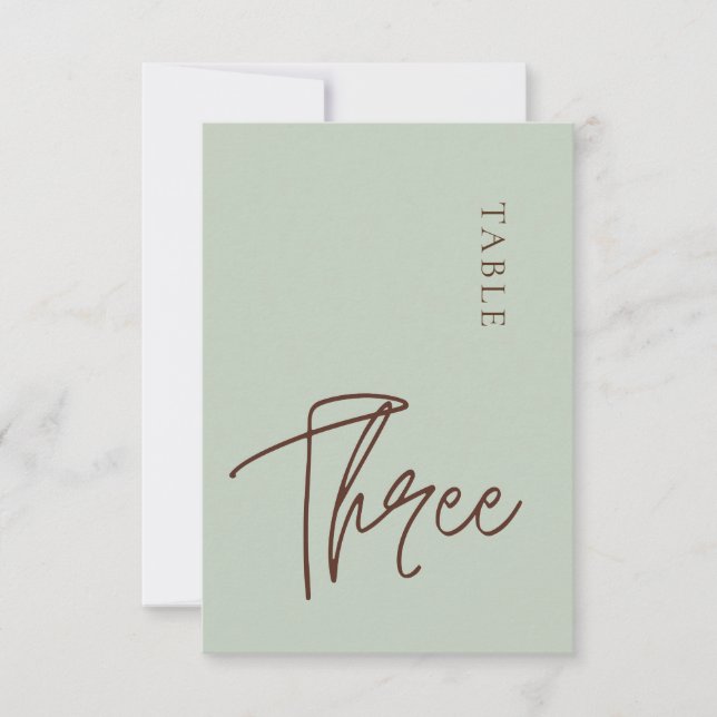 Minimalist Sage Table Three Table Number (Front)