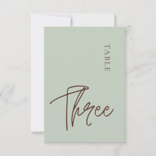 Minimalist Sage Table Three Table Number