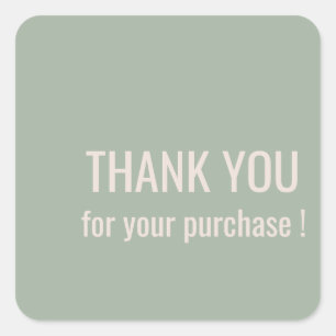 Minimalist Sage Thank You Square Sticker 
