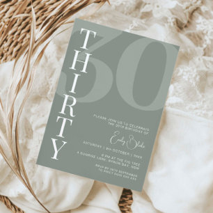 Minimalist Sage Thirty 30th Birthday Party Invitation
