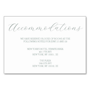 Minimalist Sage Wedding Accommodation Cards