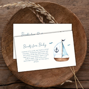 Minimalist Sailboat Anchor Books For Baby Shower  Enclosure Card