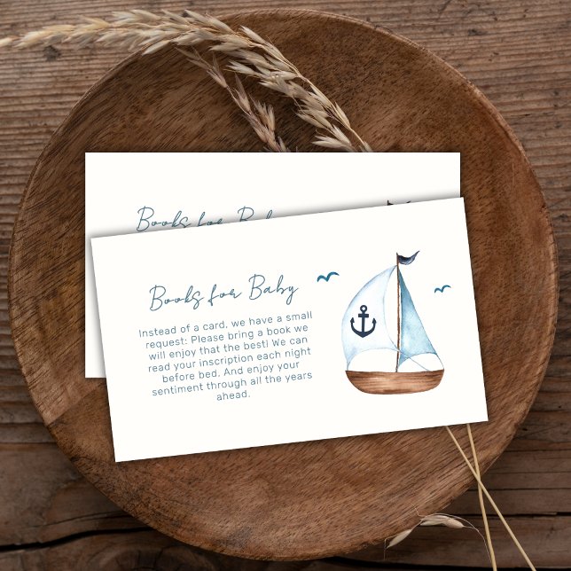 Minimalist Sailboat Anchor Books For Baby Shower  Enclosure Card (Minimalist Sailboat Anchor Books For Baby Shower Enclosure Card)