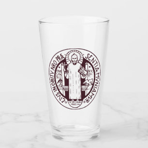 Minimalist Saint Benedict Medal Symbol Art Glass