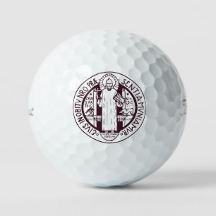 Minimalist Saint Benedict Medal Symbol Art Golf Balls