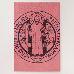 Minimalist Saint Benedict Medal Symbol Art Jigsaw Puzzle