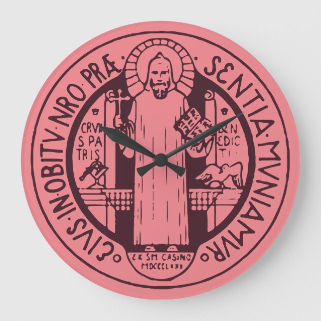 Minimalist Saint Benedict Medal Symbol Art Large Clock (Front)