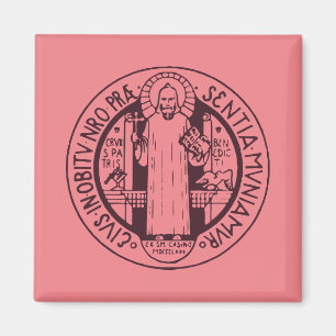 Minimalist Saint Benedict Medal Symbol Art Magnet