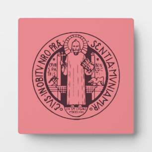 Minimalist Saint Benedict Medal Symbol Art Plaque