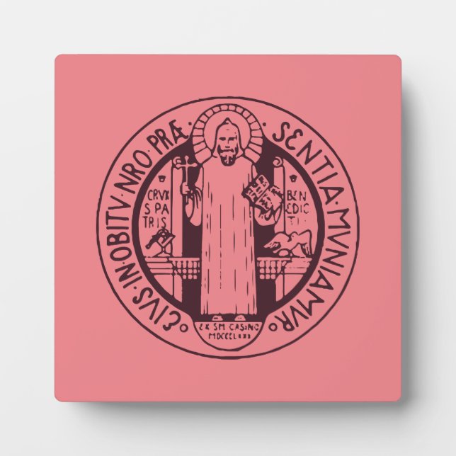 Minimalist Saint Benedict Medal Symbol Art Plaque (Front)