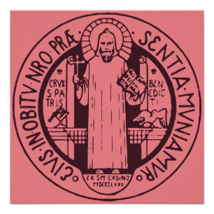 Minimalist Saint Benedict Medal Symbol Art Poster