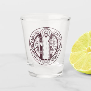 Minimalist Saint Benedict Medal Symbol Art Shot Glass